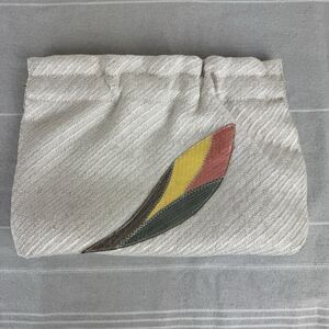 Vintage NWT Stylecraft Miami Woven Clutch Handbag Patchwork Snakeskin White